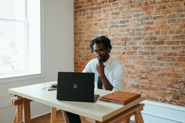 Businessman working from an office